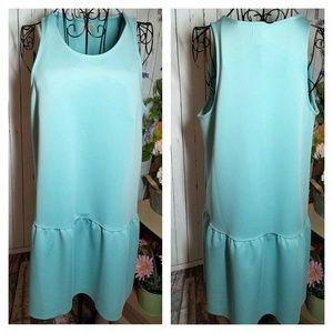 New Belle & Sky Aqua Scuba Drop Waist Dress L
